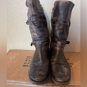 Bed Stu Distressed Black Moto Boots with buckles